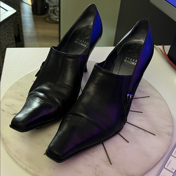 🛑 1 hour sale. Stuart Weitzman, size 9.5, Black Leather Heel booties - Picture 3 of 8